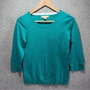 Banana Republic Sweater Women Small Teal Crew Neck 3/4 Sleeves